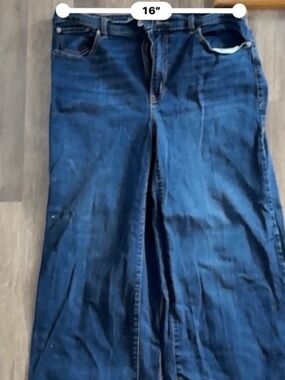 Torrid 14 Plus Womens Wide Leg Crop Jeans Denim Blue Stretch High Rise Size